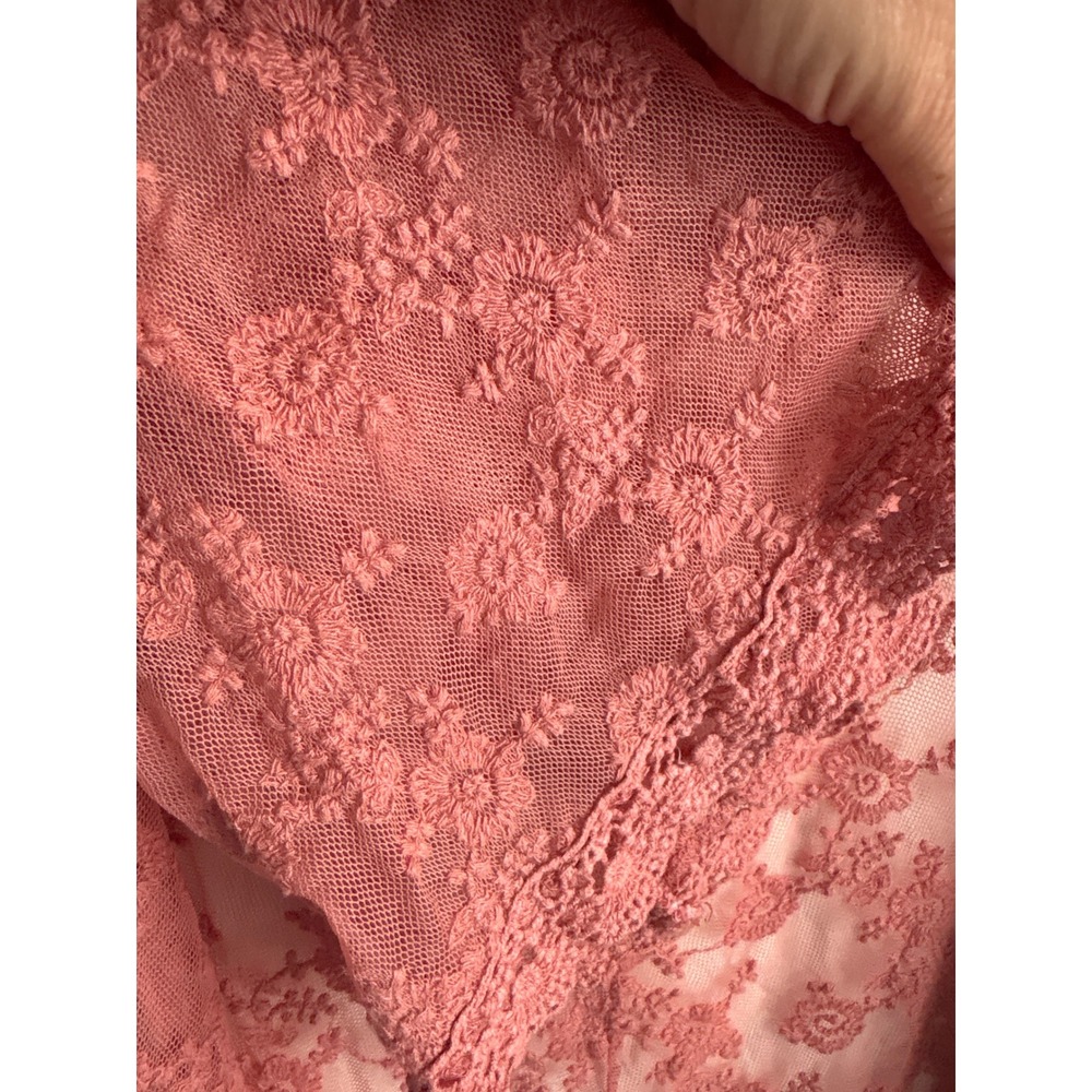 Dusty Rose Lace Open Kimono Sheer Floral Boho Festival Romantic Coquette Duster - Picture 4 of 7